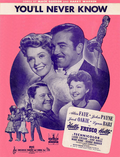 1943 (10th) Best Song: “You’ll Never Know” 1943 (10th) Best Song: “You’ll Never Know”